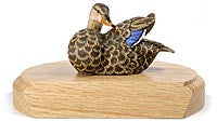 Mallard Duck with Opened Wings on a Base