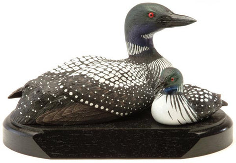 Common Loon Duck and Duckling on a Base